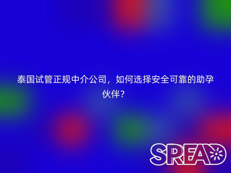 泰国试管正规中介公司，如何选择安全可靠的助孕伙伴？